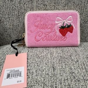 Juicy Couture Pink Strawberry Embroidered Zip Wallet